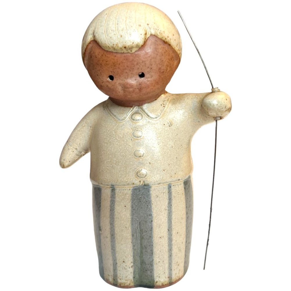 FITZ & FLOYD Pair of Vtg UCTCI Stoneware Pottery Children Salt & Pepper Japan - Picture 10 of 13